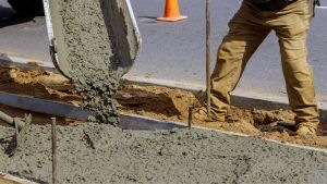 Truck Mixer Pouring Concrete Cement for Construction Sidewalk